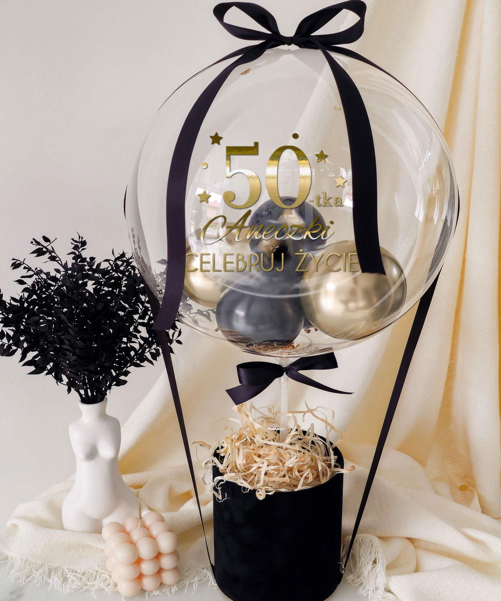Elegancki prezent BalonBox na 50 - te urodziny BLACK