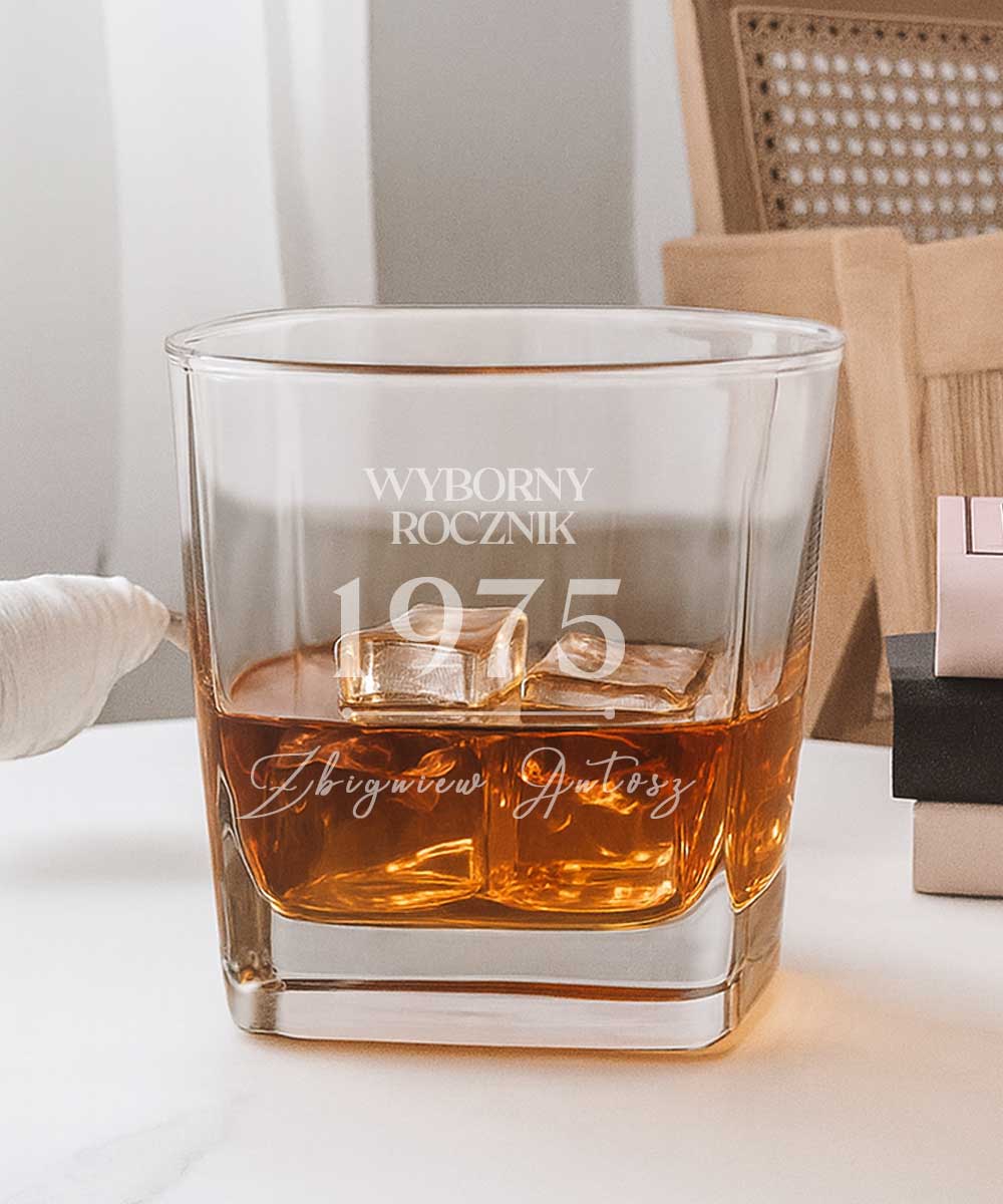 Elegancka szklanka do whisky na prezent z personalizacją – Wyborowy rocznik