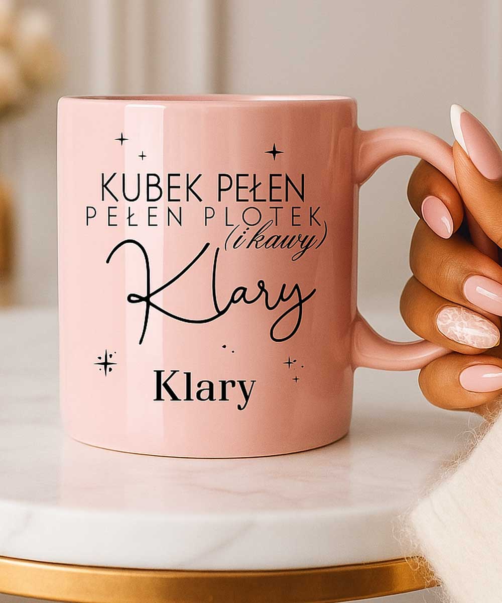 Kubek dla przyjaciółki z pozytywnym napisem – Plotki i Kawa