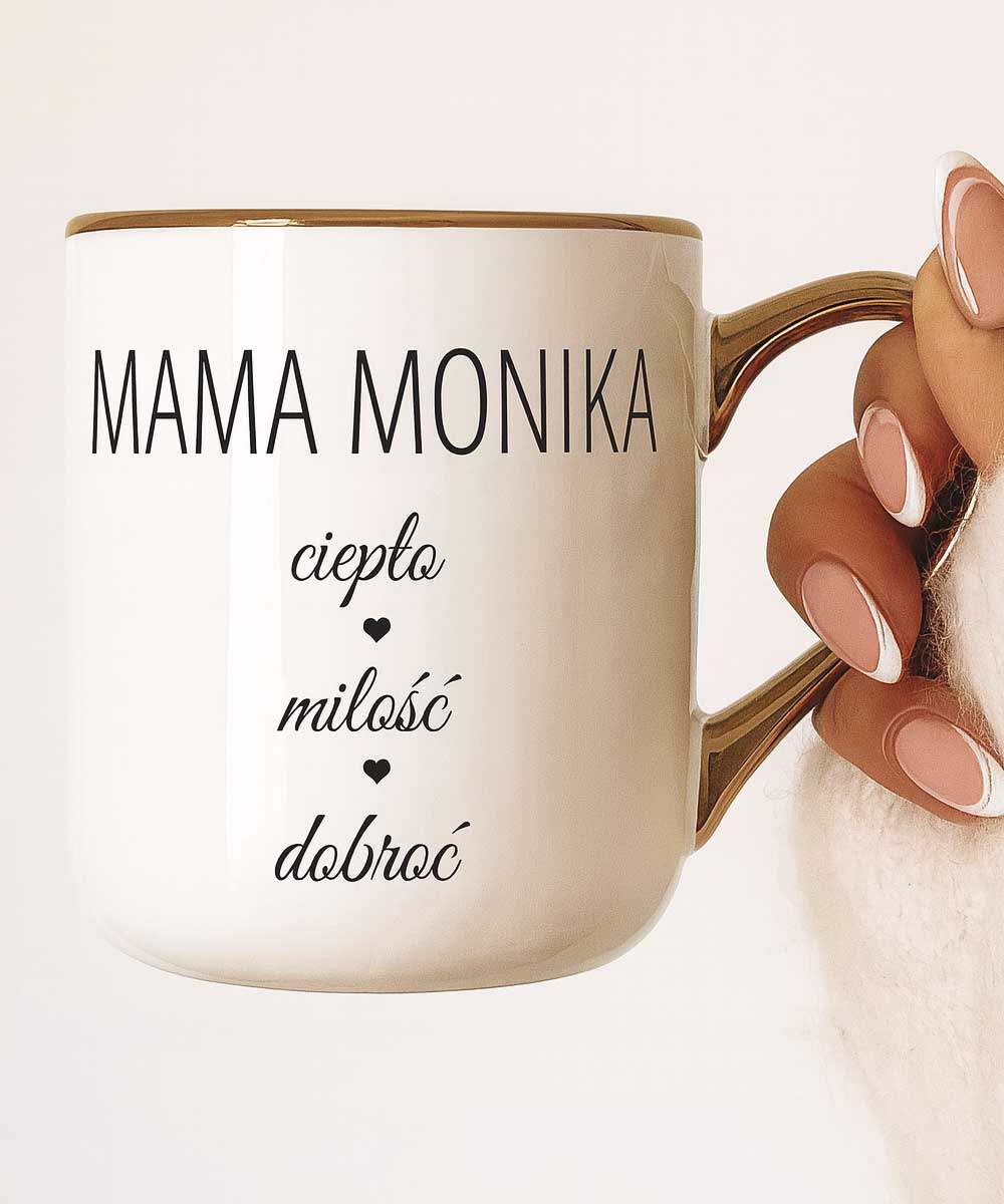 Elegancki kubek dla Mamy na prezent z imieniem – Ciepło i miłość