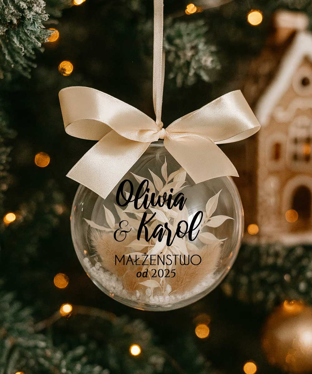 Stylowa bombka na choinkę Pierwsze święta jako małżeństwo – Suszki