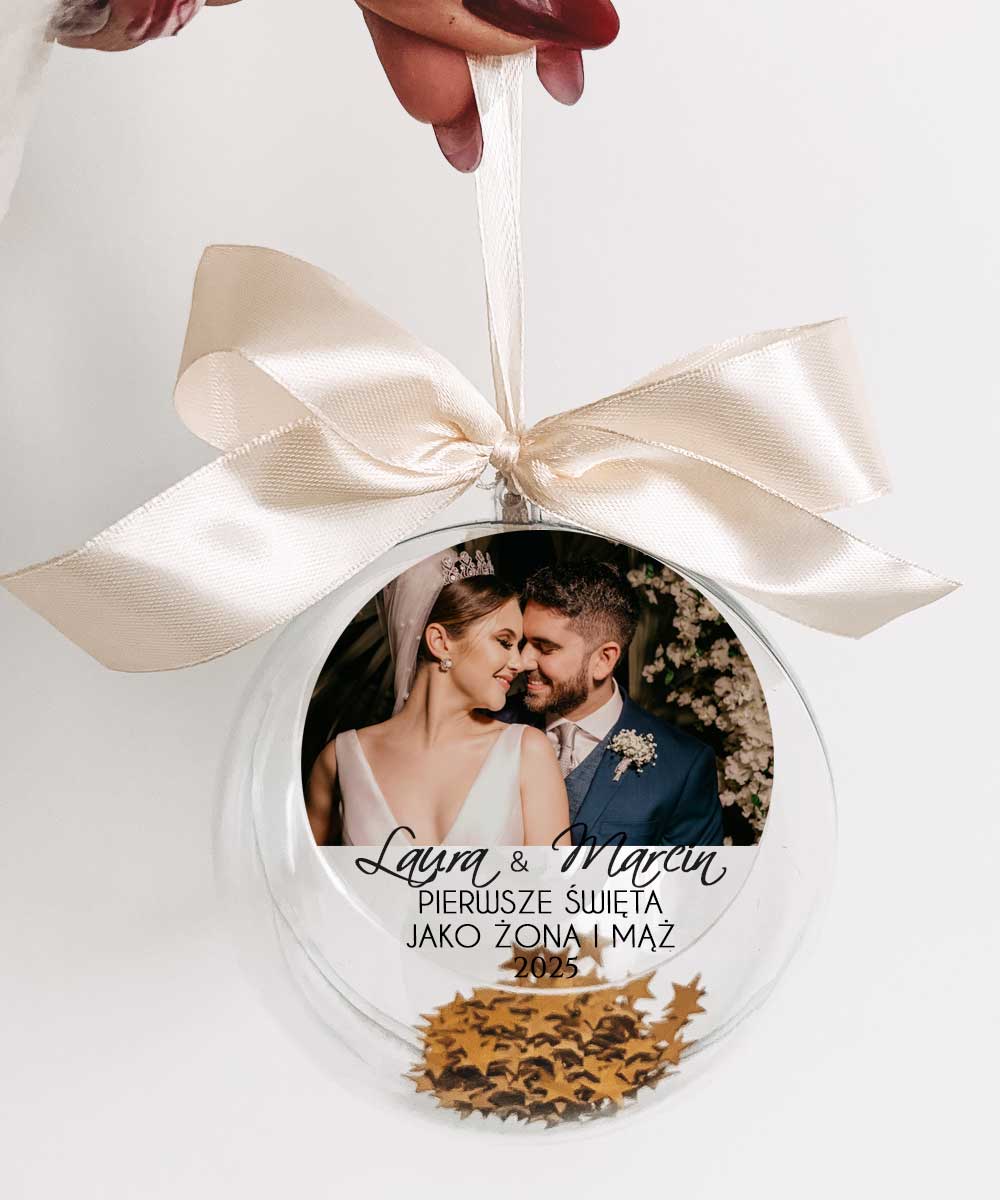 Bombka ze zdjęciem pierwsze święta jako małżeństwo