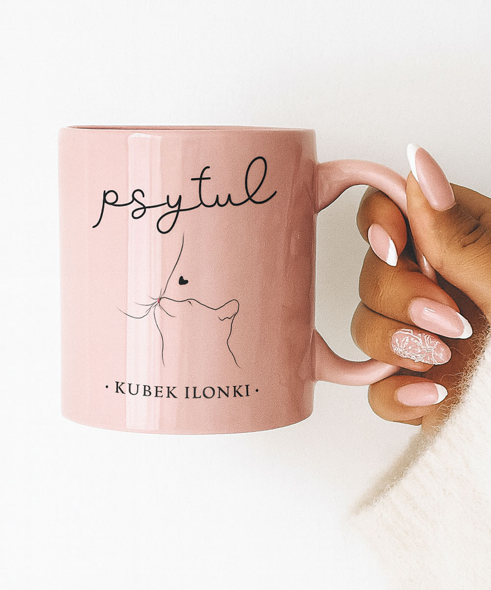 Kubek dla miłośnika kotów – psytul różowy