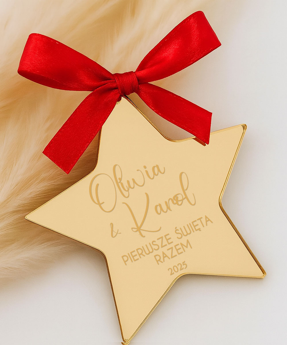 Pierwsze święta razem – złota zawieszka na choinkę