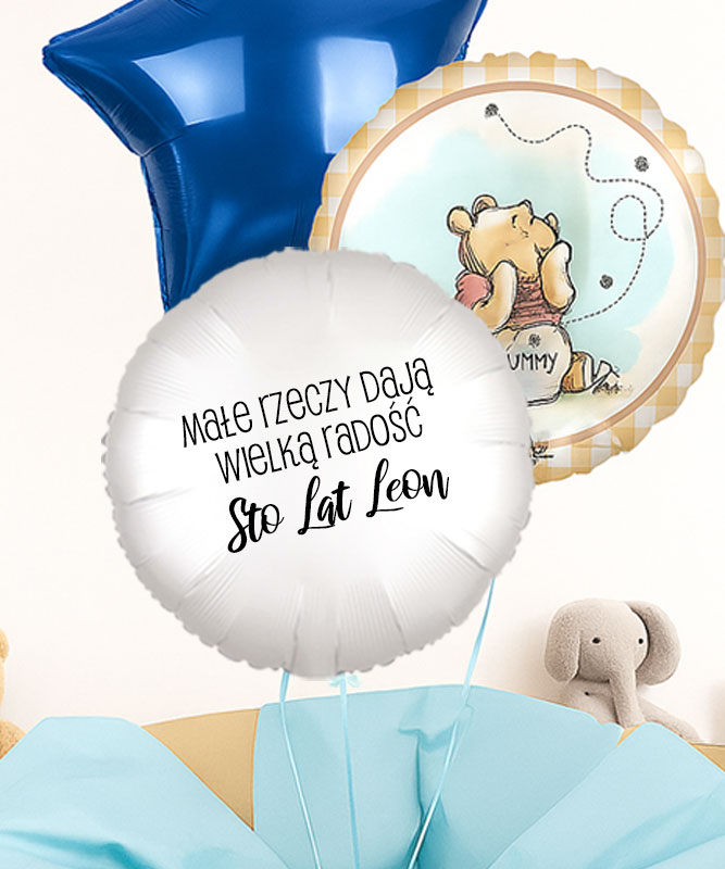 Balony Kubuś Puchatek – trio z helem w pudełku na urodziny