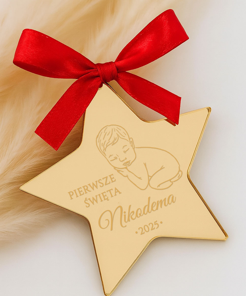 Zawieszka na choinkę dla bobasa – pierwsze święta z imieniem