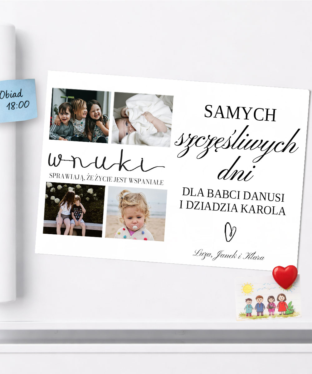 Personalizowany magnes na lodówkę – prezent dla babci i dziadka