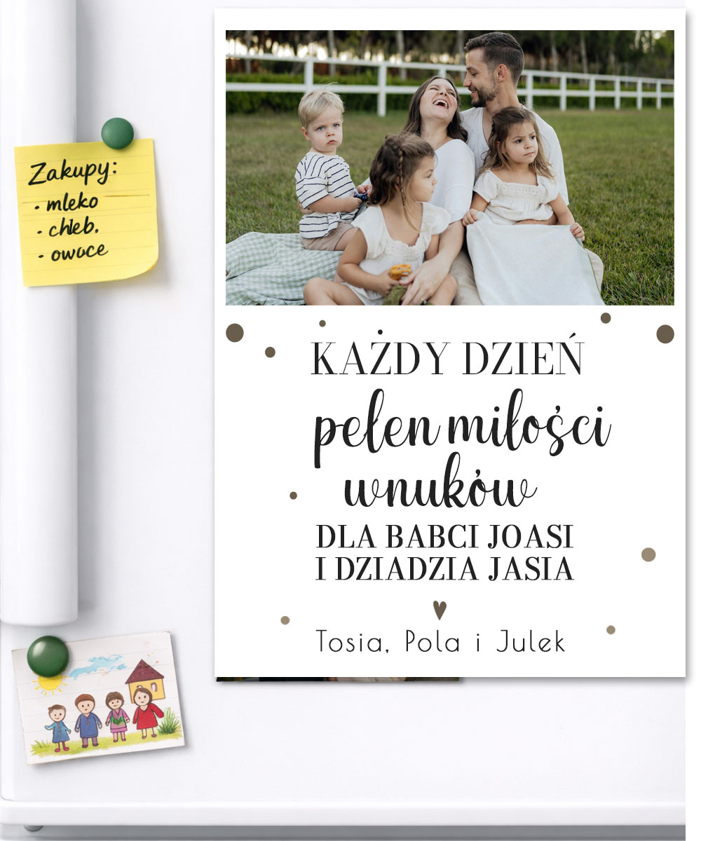 Magnes na lodówkę ze zdjęciem dla babci i dziadka