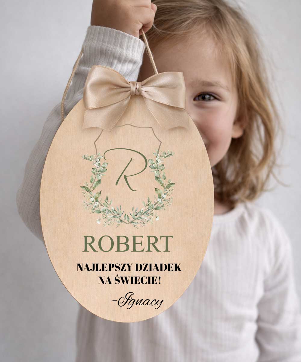 Drewniana zawieszka ozdoba na Dzień Dziadka z imieniem