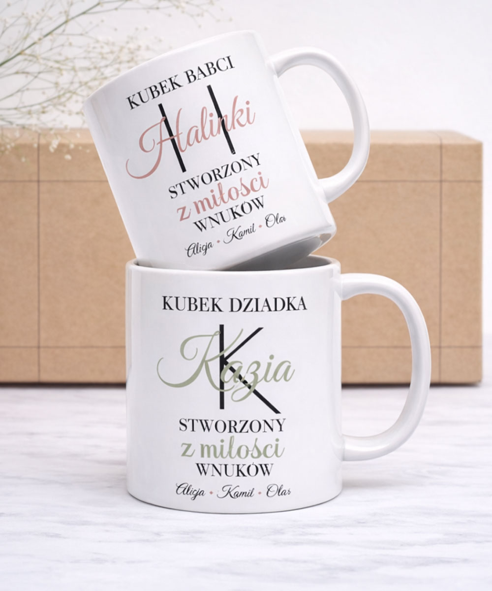 Kubki na dzień babci i dziadka z personalizacją – Litera