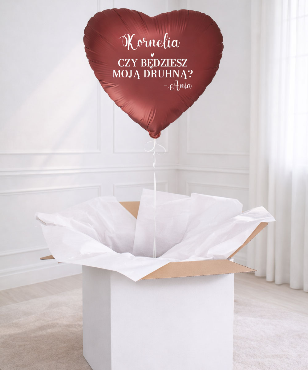 Pudełko z balonem prezent z prośbą o świadkowanie Rubin