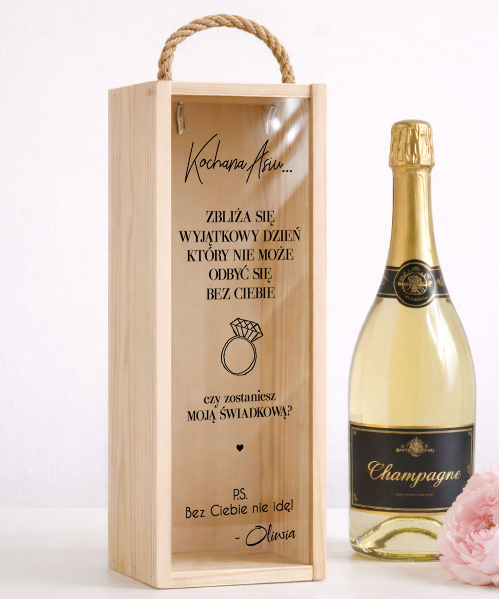 Skrzynka na wino – prezent dla najlepszej przyjaciółki prośba o świadkowanie