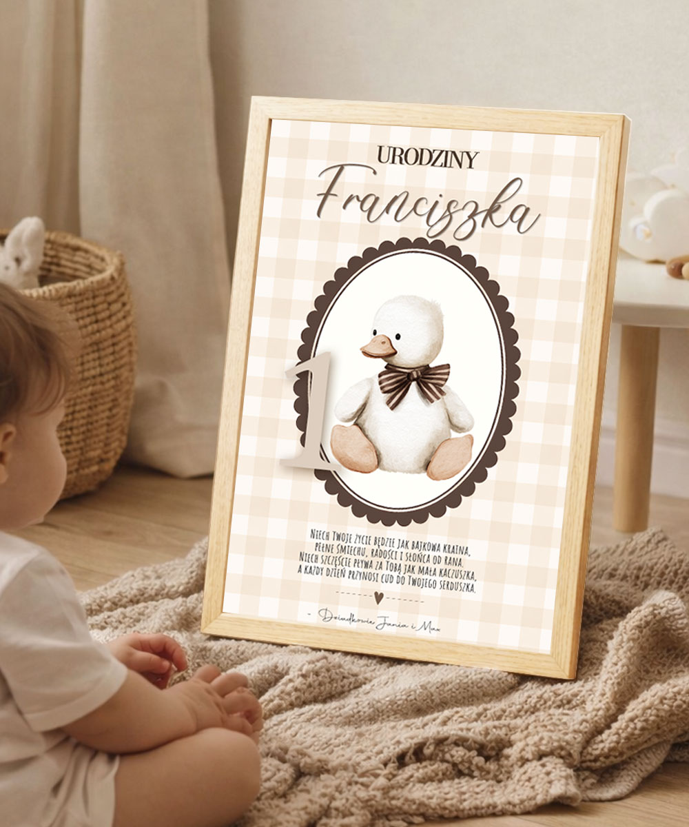 Dekoracja pokoju chłopca personalizowany plakat na prezent Kaczuszka
