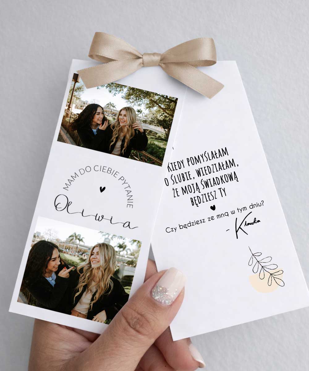Elegancka kartka z prośbą o świadkowanie ze zdjęciami