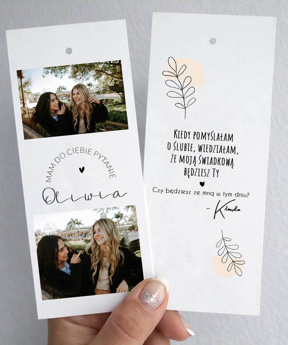 Elegancka kartka z prośbą o świadkowanie ze zdjęciami