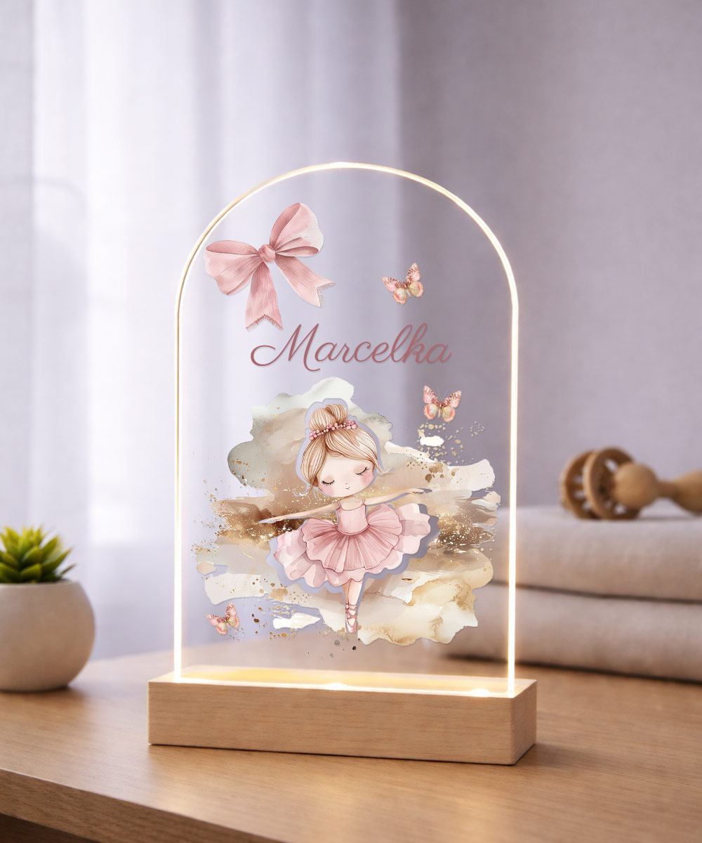 Prezent dla dziecka lampka z imieniem Balerina