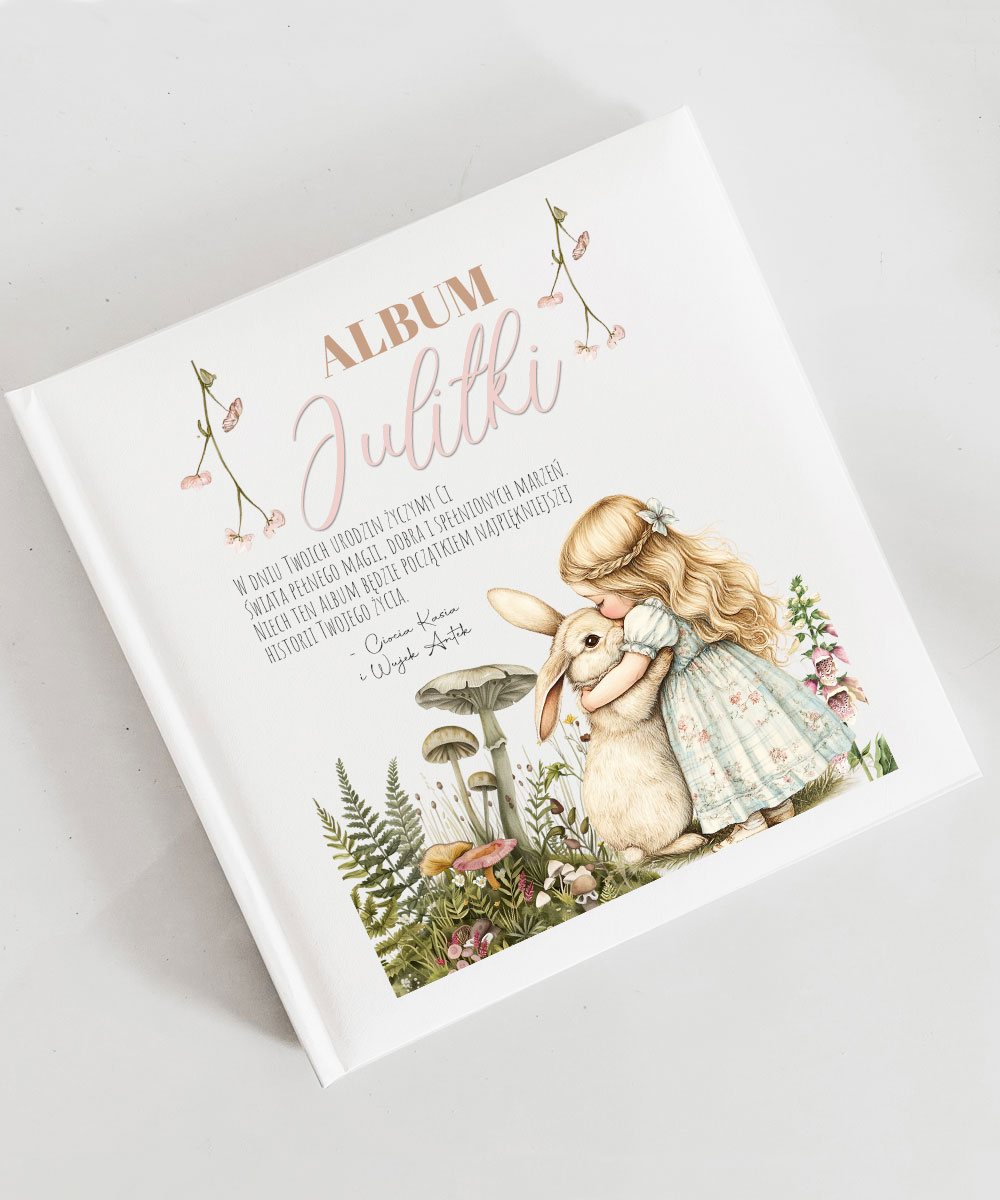 Album na zdjęcia dla dziewczynki z personalizacją na urodziny Magiczny Ogród