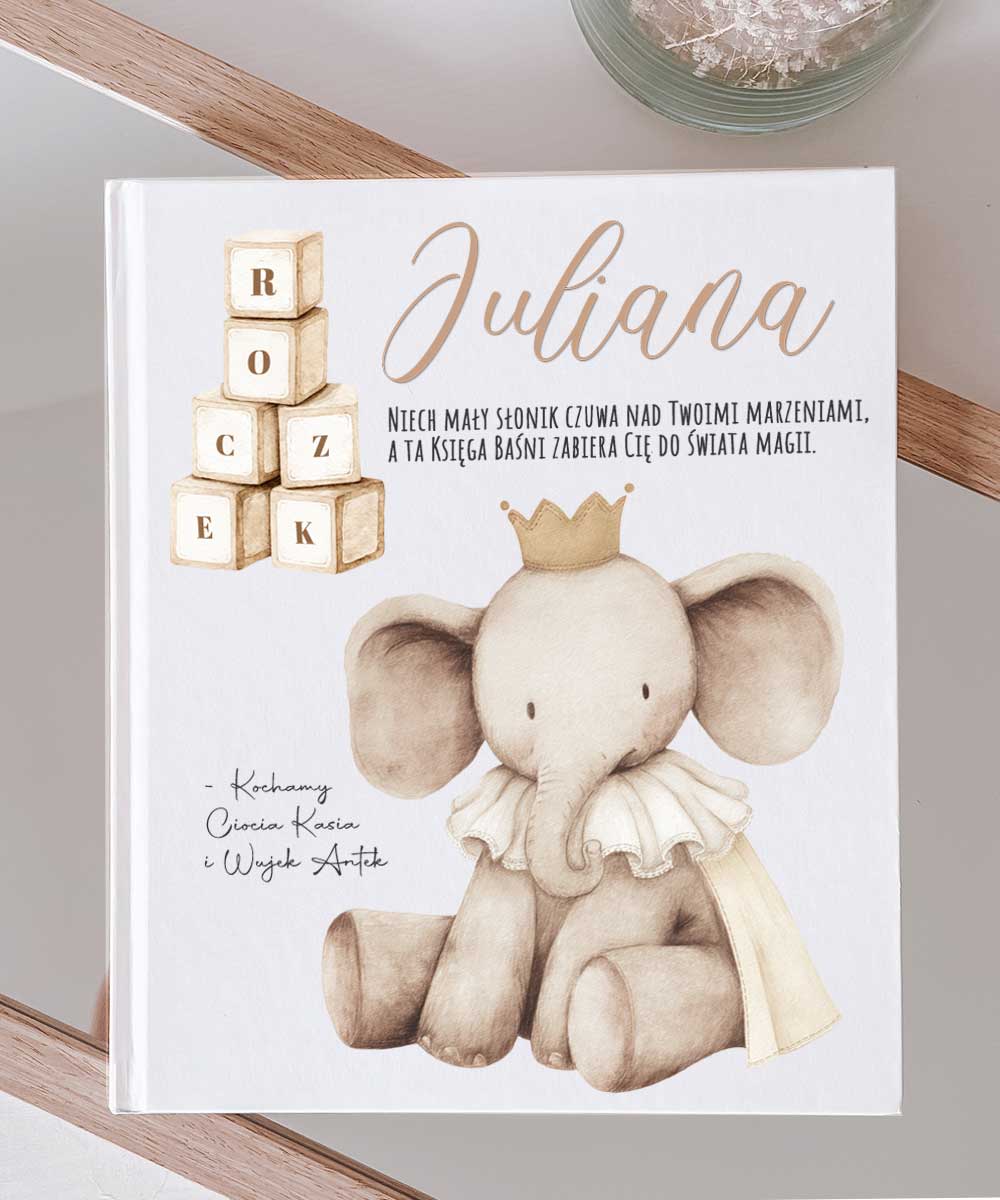 Bajki z imieniem - Prezent dla wnuka na roczek Słonik