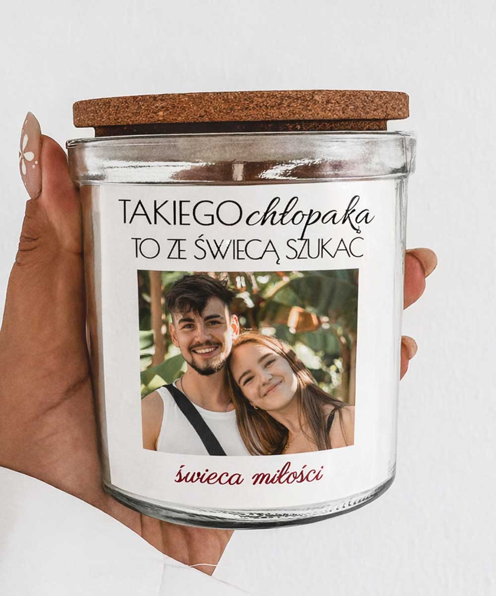 Prezent dla najlepszego chłopaka - świeca ze zdjęciem