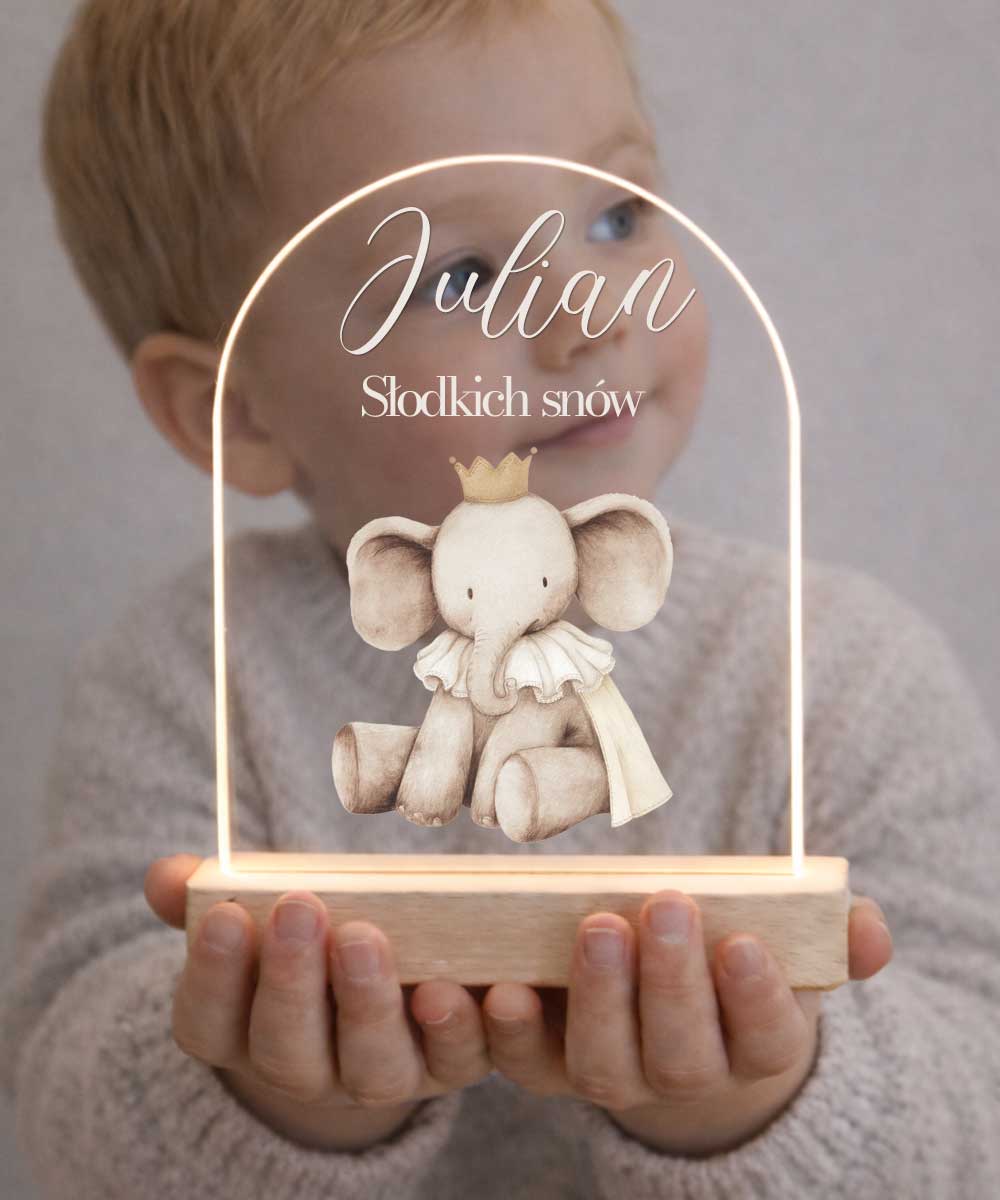 Lampka nocna personalizowana dla dziecka – Słonik