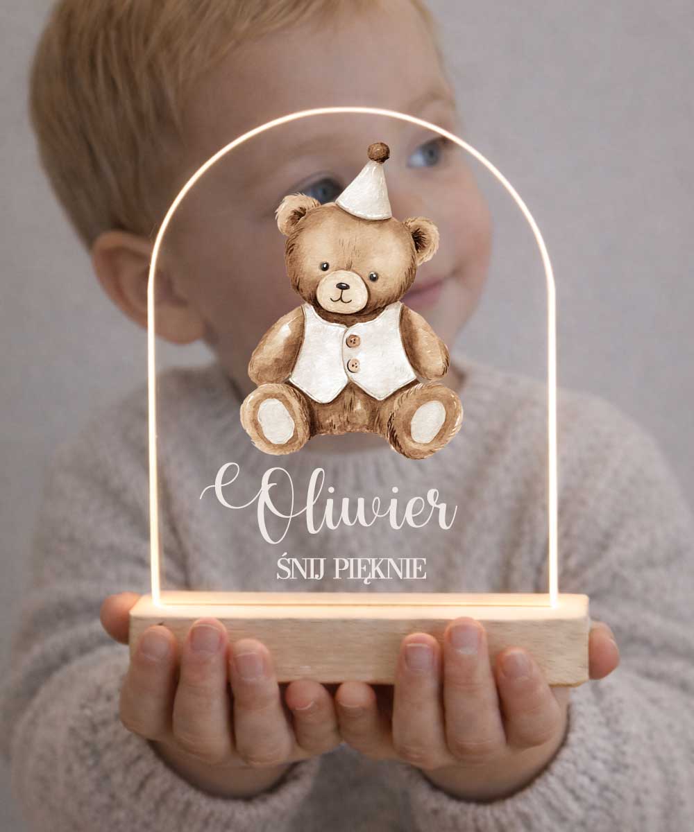 Lampka nocna z imieniem dziecka – Miś