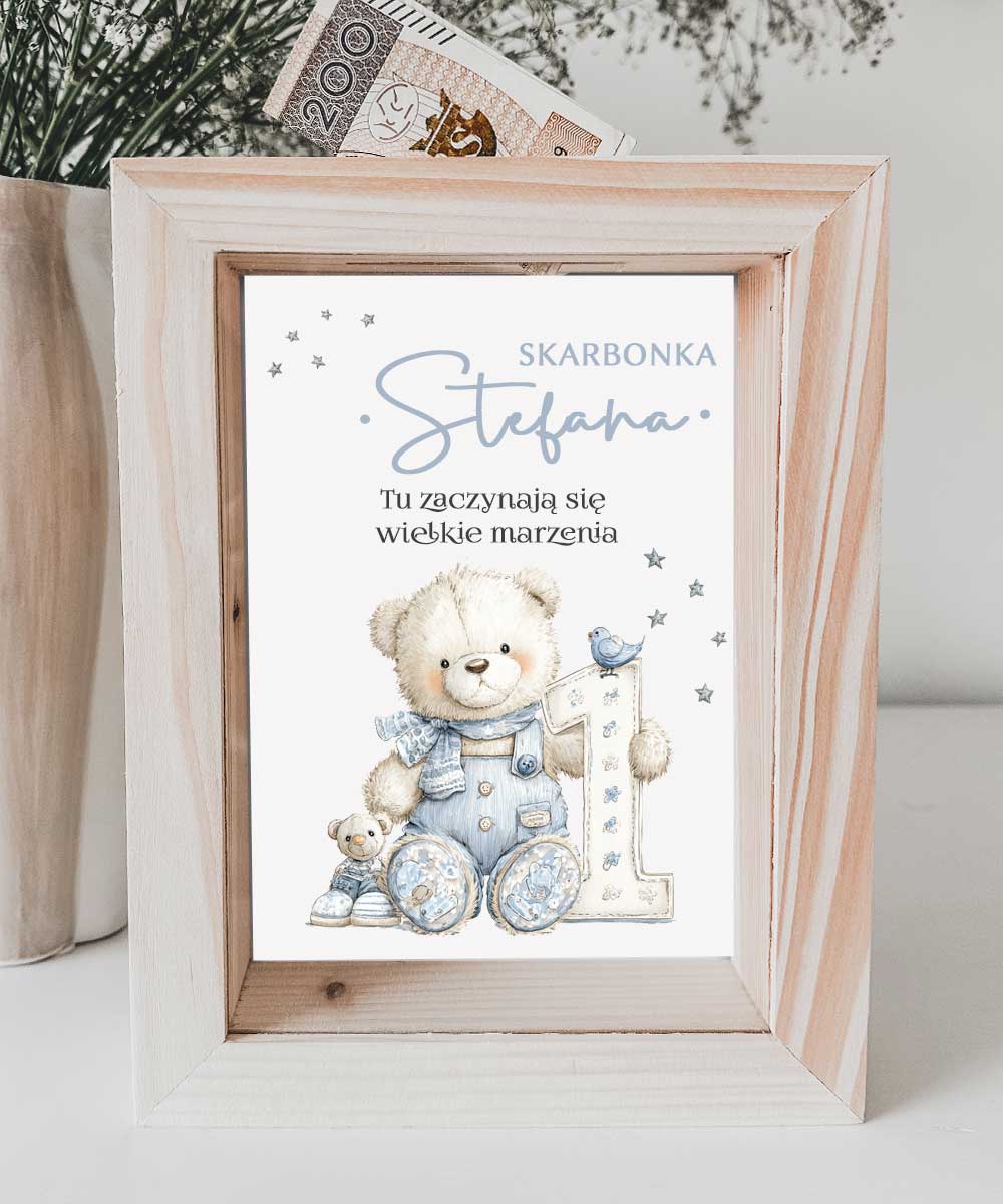 Skarbonka na Pierwsze Urodziny Dziecka - Uroczy Pluszak