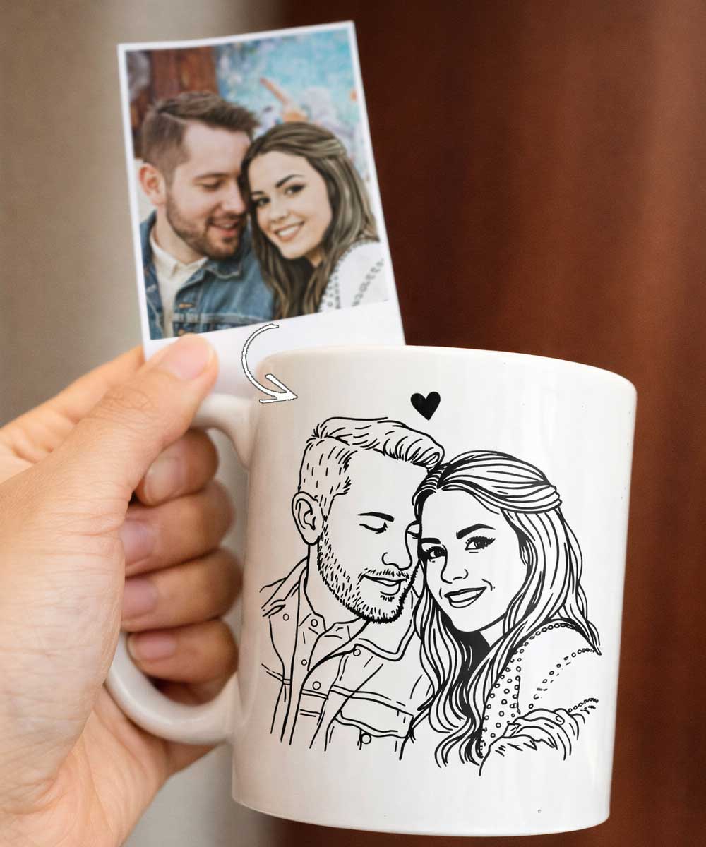 Kubek na Walentynki z ilustracją pary