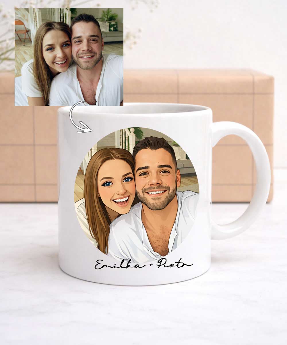 Kube dla pary z ilustracją - prezent na walentynki