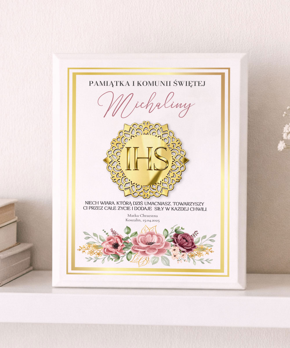 Personalizowany obraz komunijny prezent na komunię dla dziewczynki