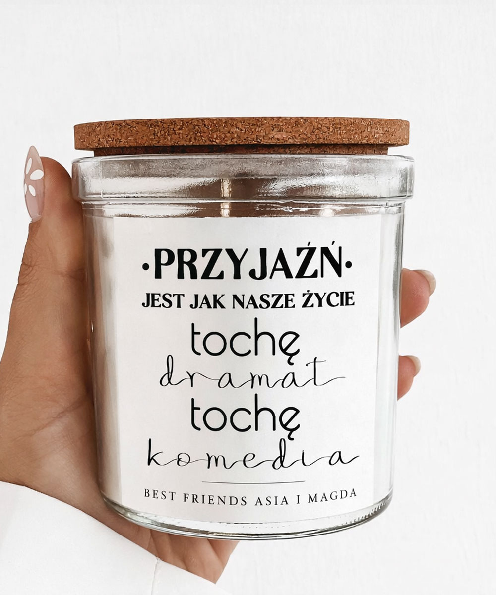 Personalizowana świeca dla przyjaciółki TROCHĘ DRAM