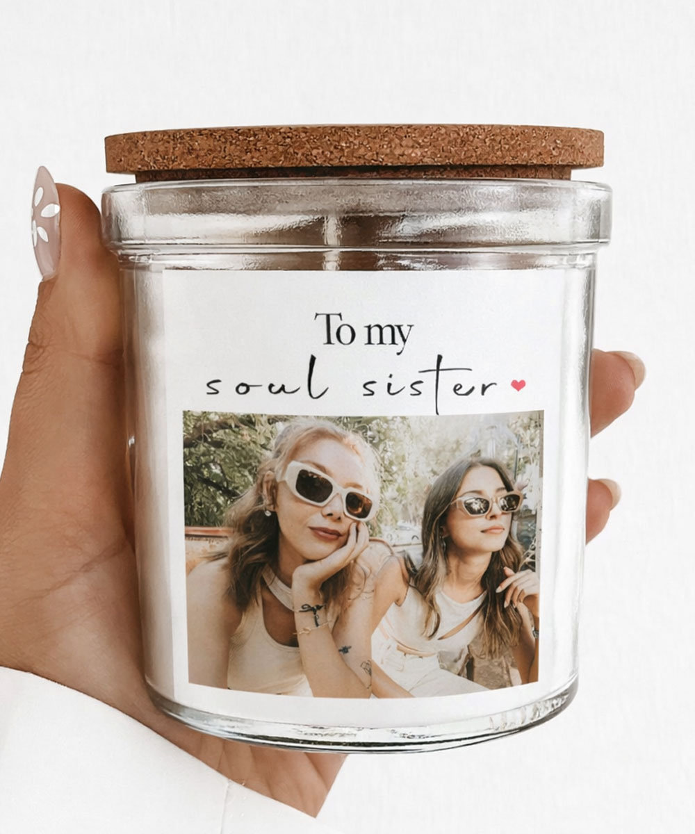 Świeca zapachowa – personalizowany prezent dla przyjaciółki ze zdjęciem soul