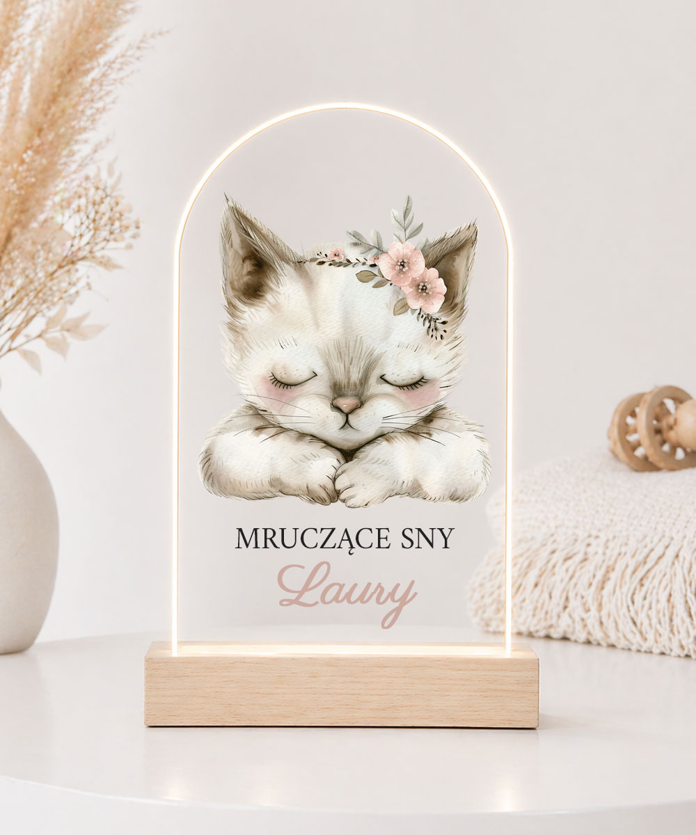 Prezent dla fanki kotów – lampka nocna z imieniem