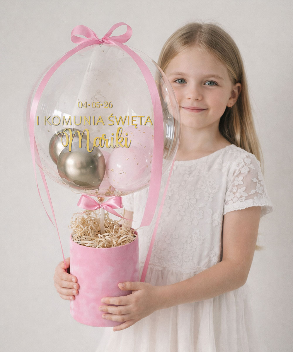 BalonBox na Pierwszą komunię świętą dla dziewczynki z imieniem