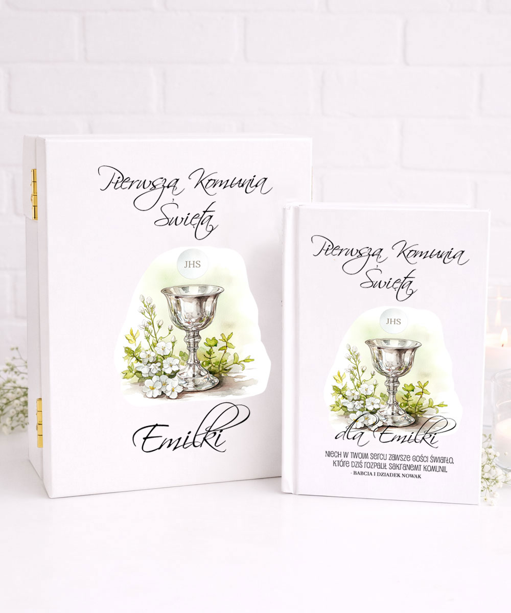 Biblia dla dzieci na komunię w pudełku z personalizacją HOSTIA