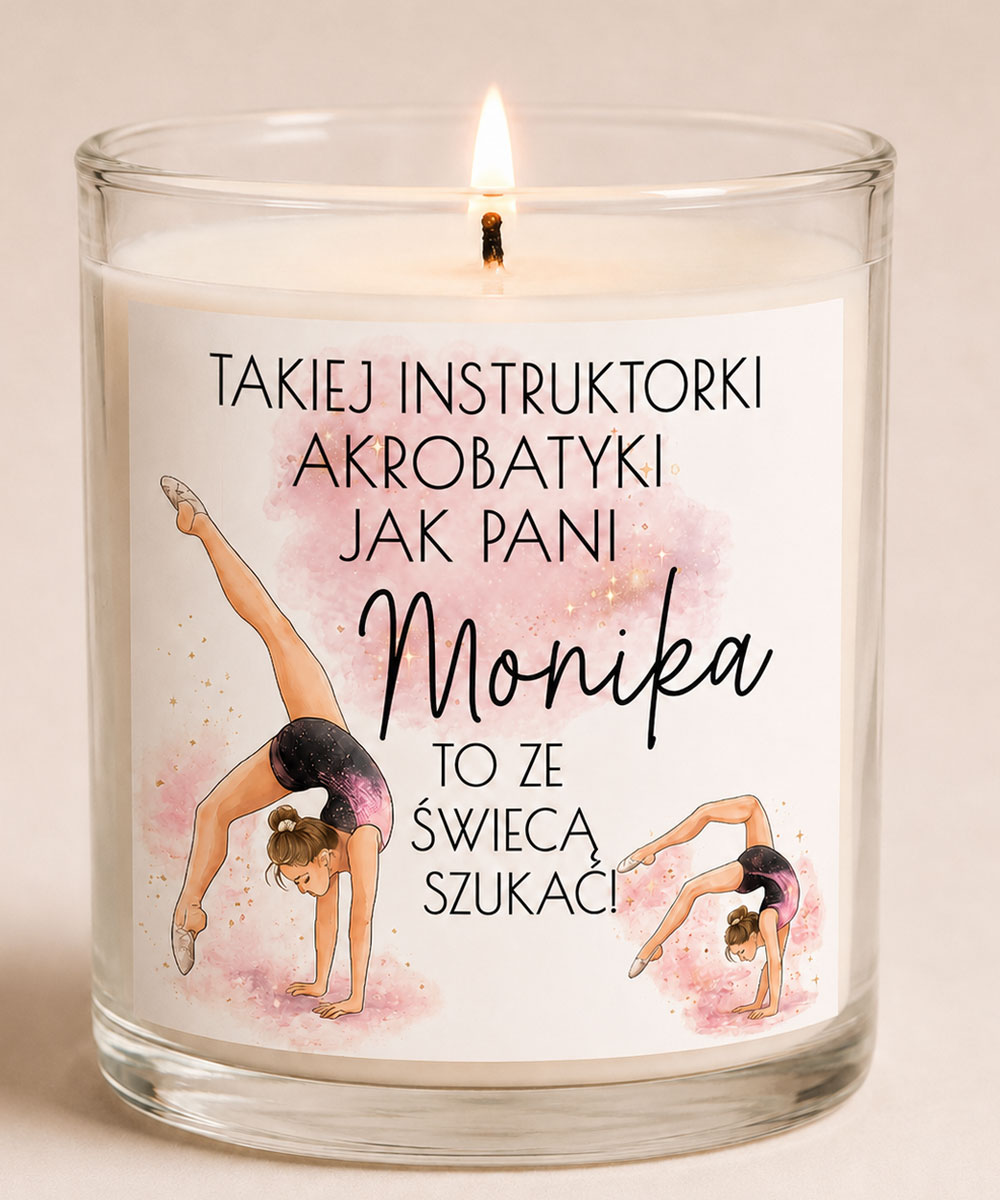Prezent dla instruktorki gimnastyki - świeca zapachowa z personalizacją