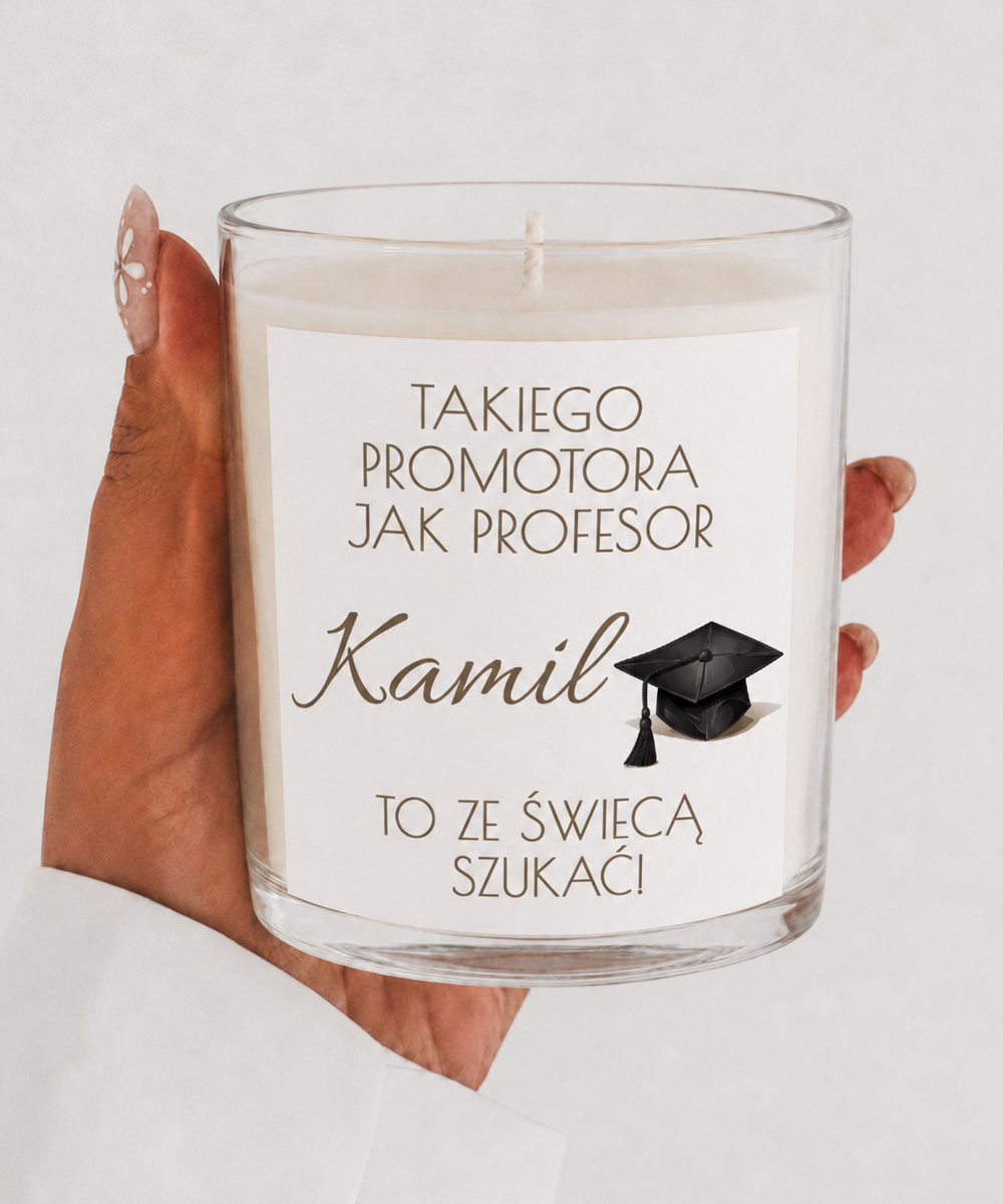 Prezent dla promotora — świeca zapachowa z personalizacją