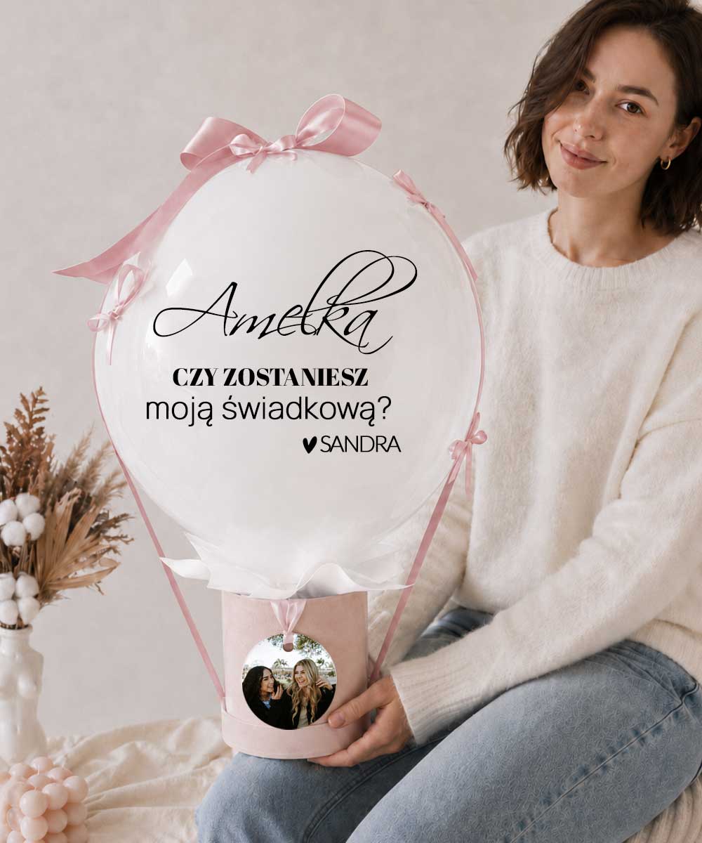 BalonBox Pastelowy Różowy prezent dla przyjaciółki z prośbą o świadkowanie