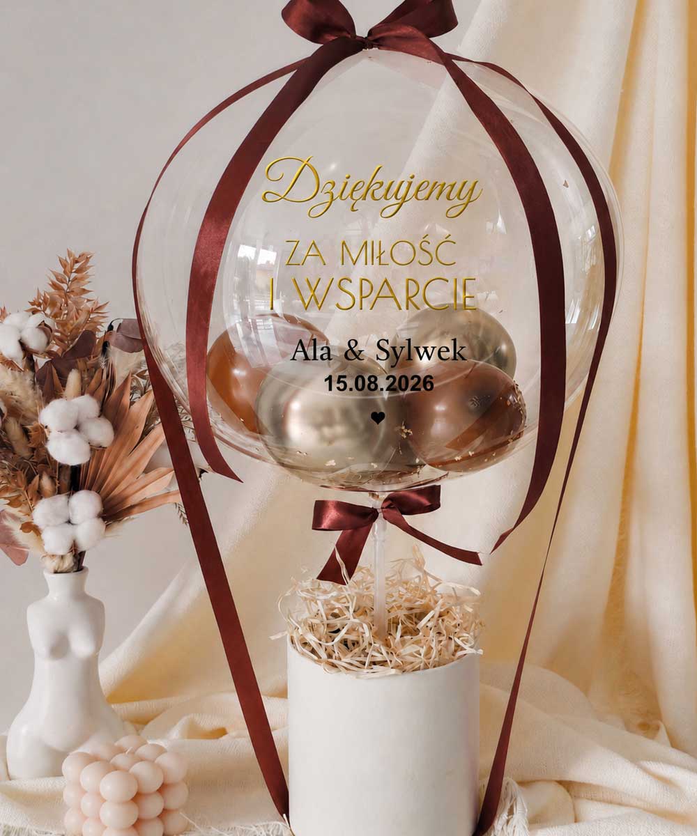 Podziękowanie dla Rodziców Prezent Ślubny Balon w welurowym boxie