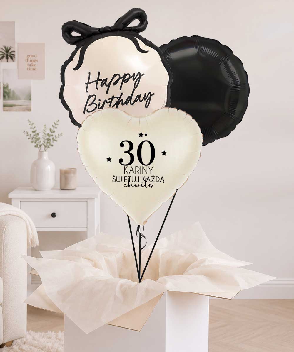 Prezent na 30 urodziny od przyjaciółki – balony z helem wyskakujące z pudełka