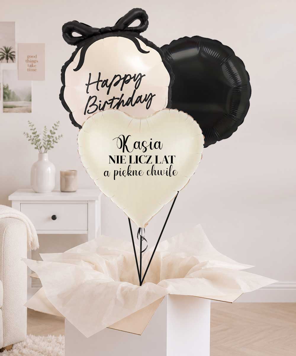 Balony z helem dla przyjaciółki - duża niespodzianka w pudełku na urodziny