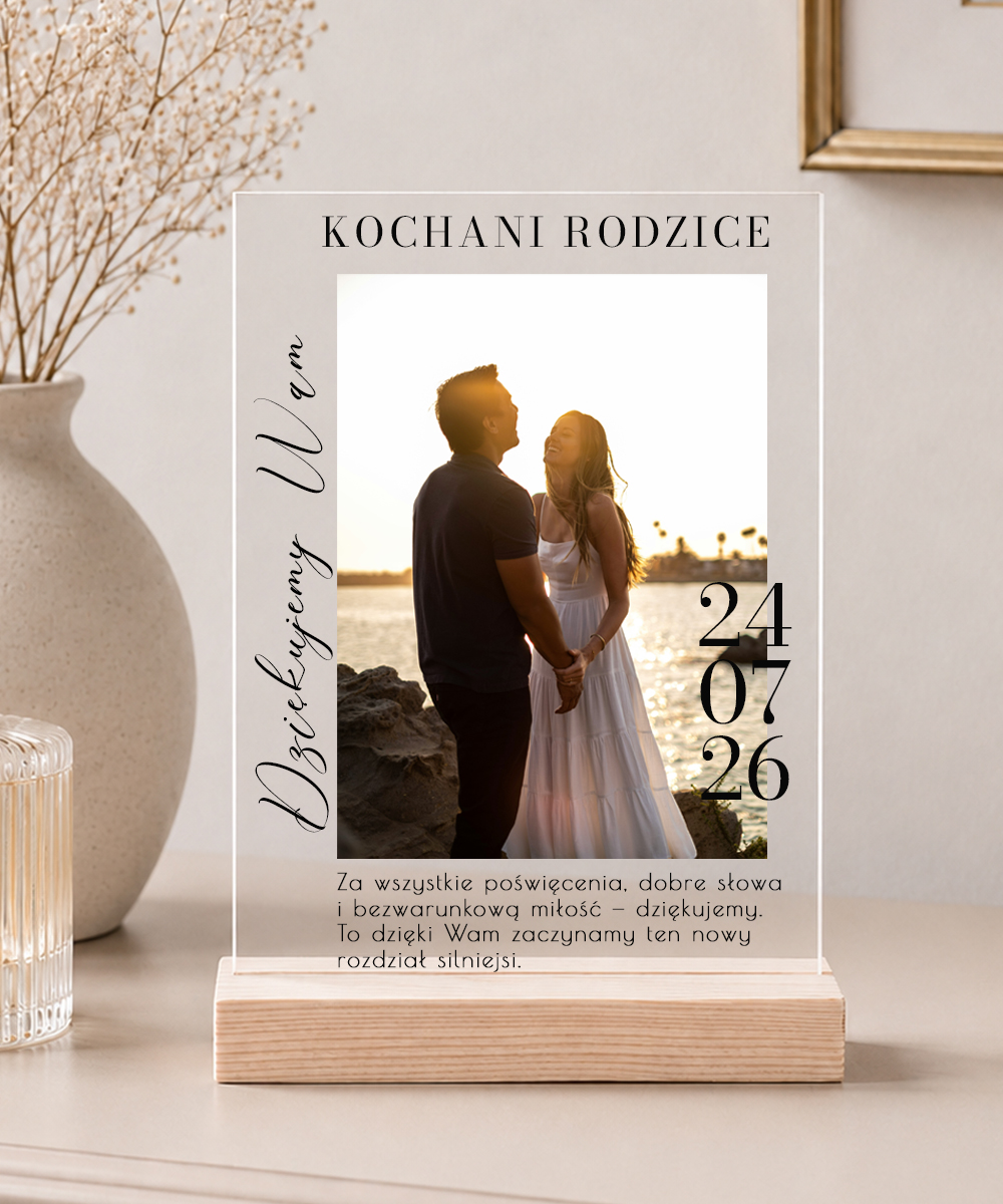 Podziękowanie dla Rodziców statuetka ze zdjęciem personalizowana