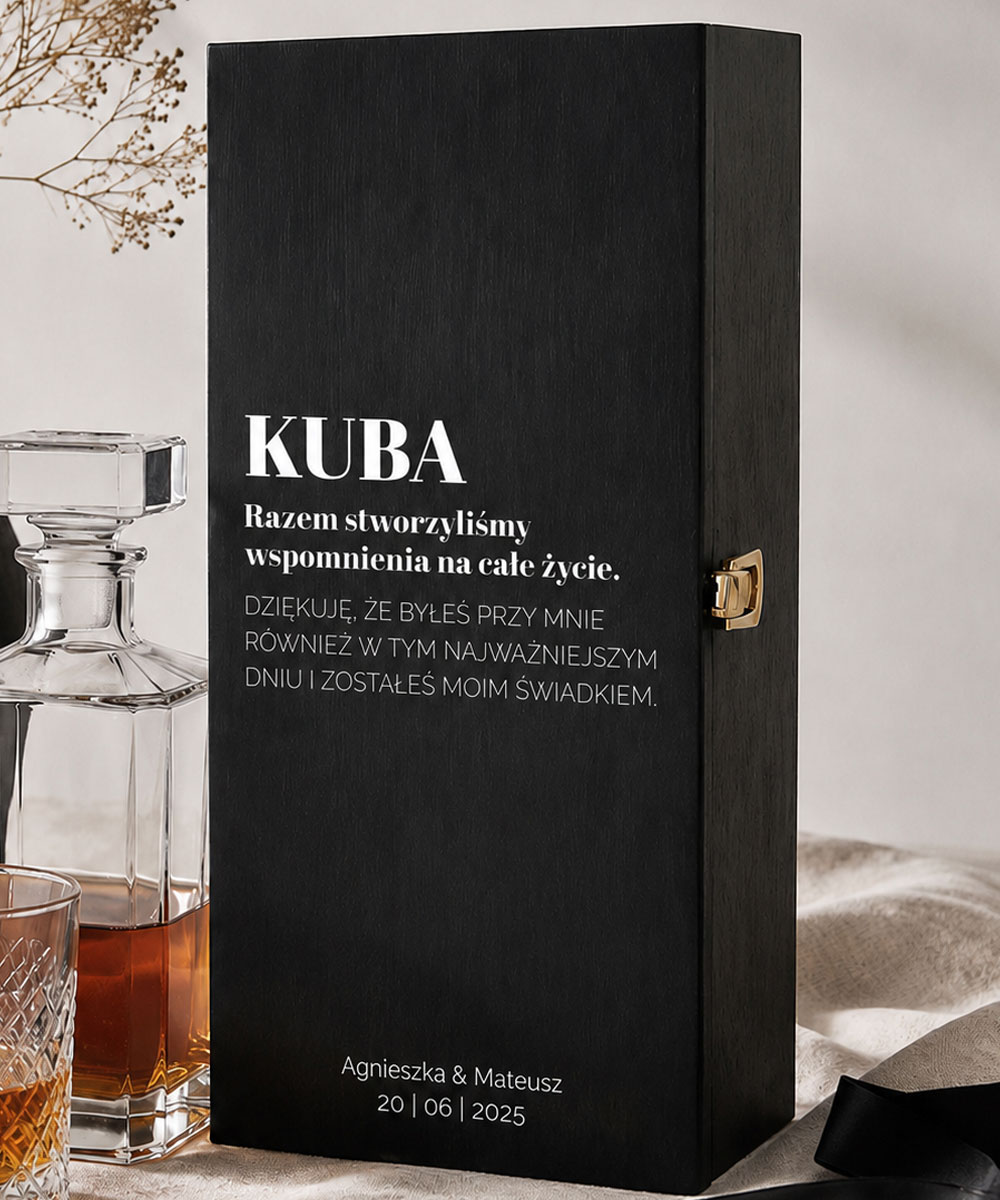 Podziękowanie dla świadków drewniana skrzynka z personalizacją