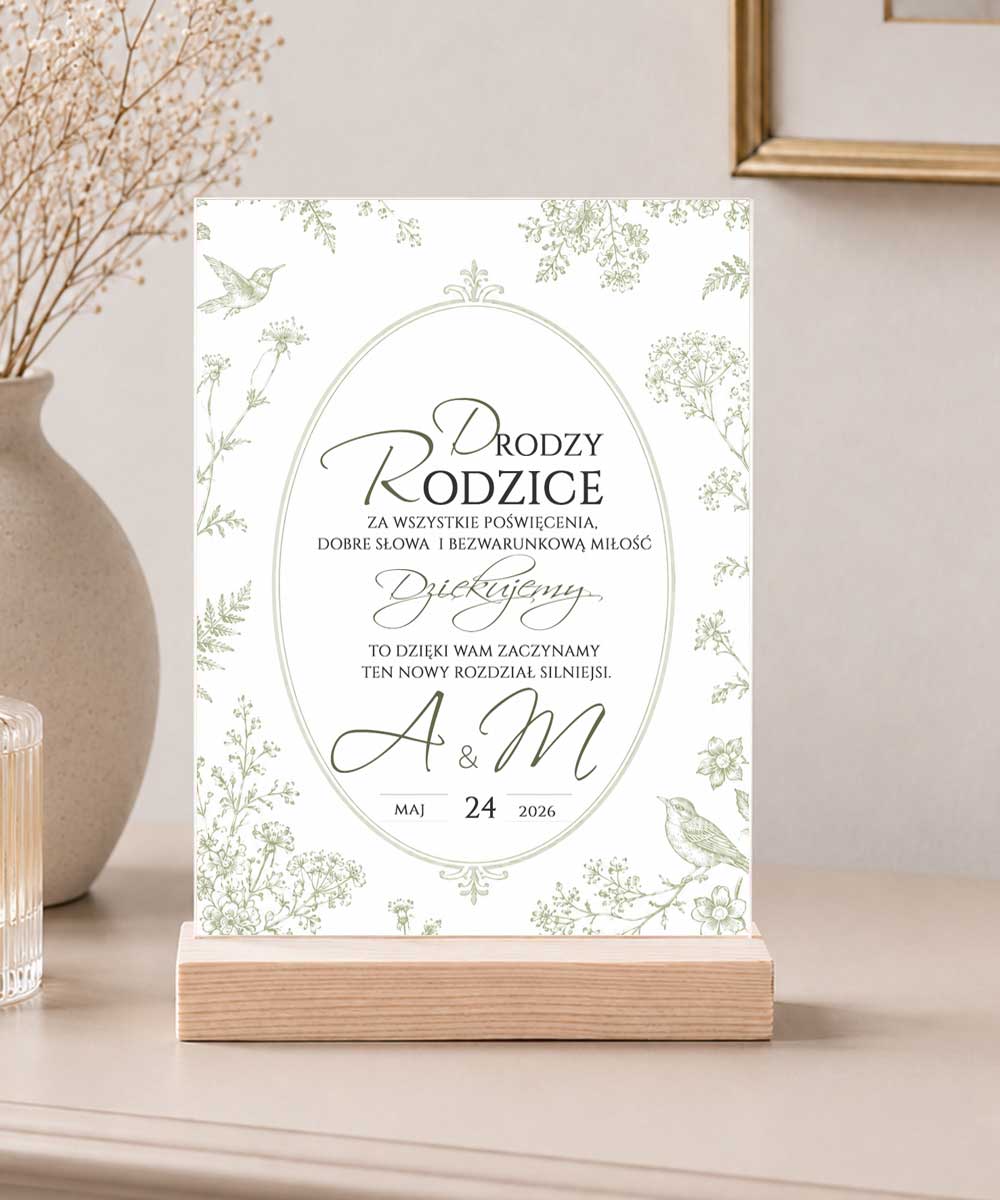 Pamiątka ślubna dla rodziców statuetka - Zielone gałązki
