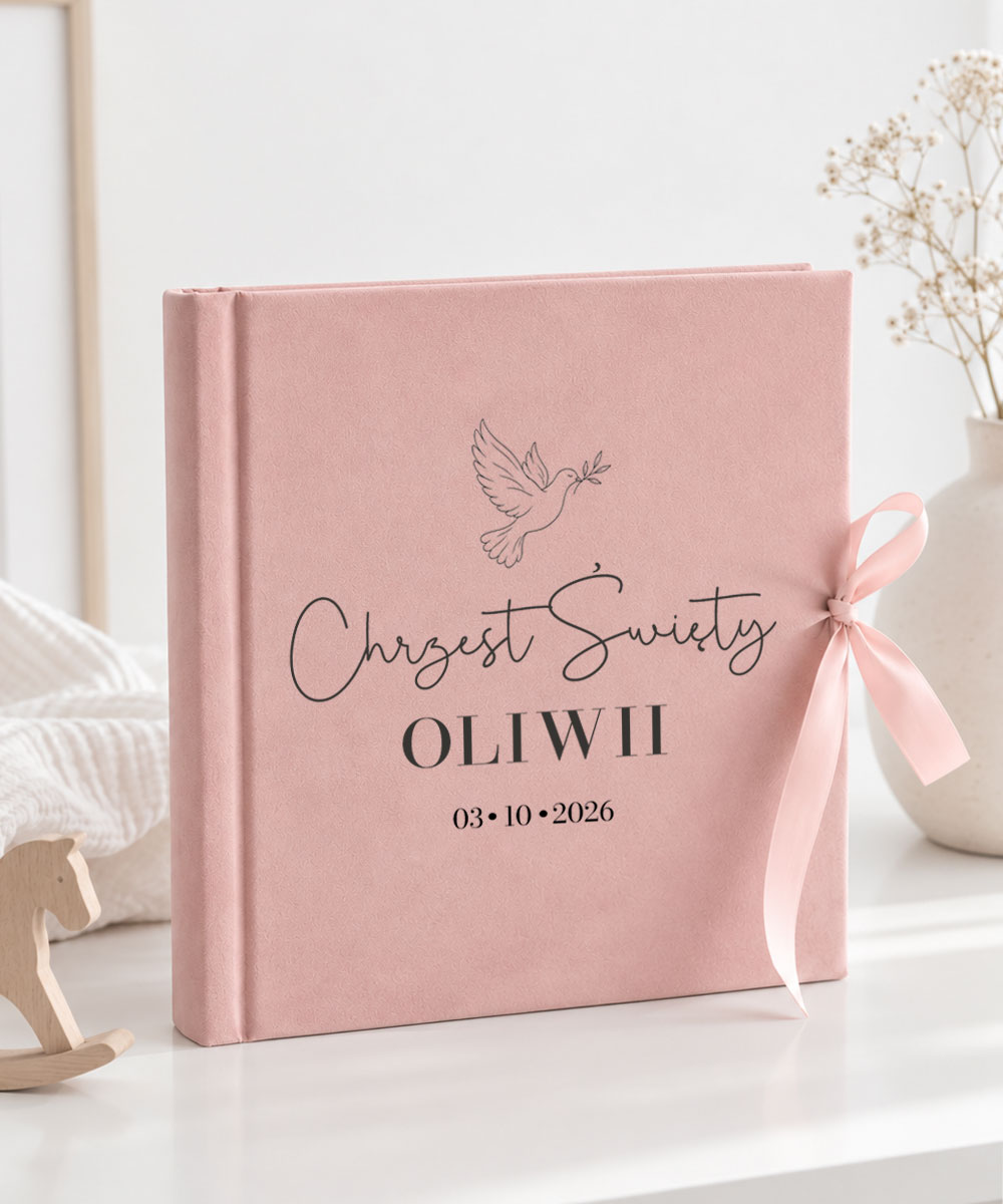 Elegancka pamiątka – album na chrzest minimalistyczny welurowy