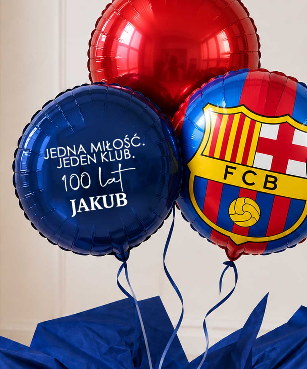 Prezent niespodzianka dla fana FC Barcelony – Balony z helem w pudełku