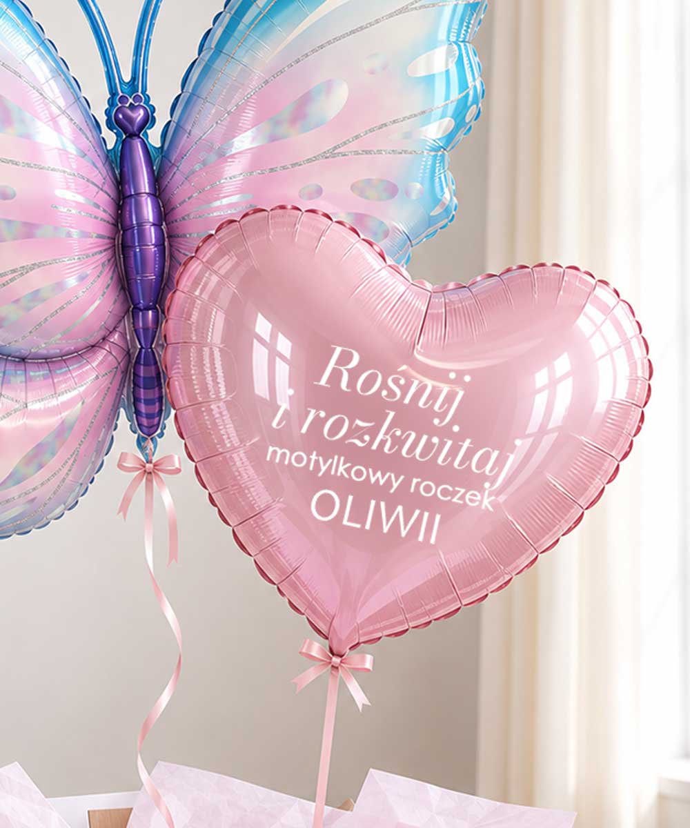 Prezent na urodziny dla dziewczynki – Balon Box z motylem