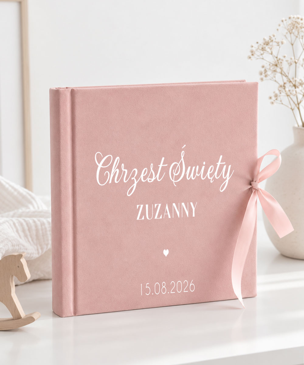 Pamiątka chrztu od matki chrzestnej album na zdjęcia z imieniem