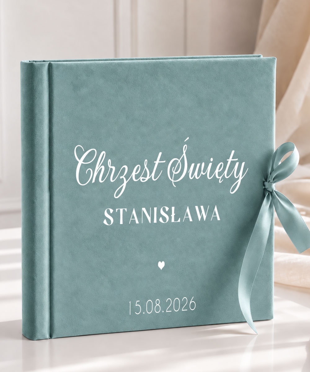 Album na Chrzest Święty welurowy minimalistyczny z imieniem