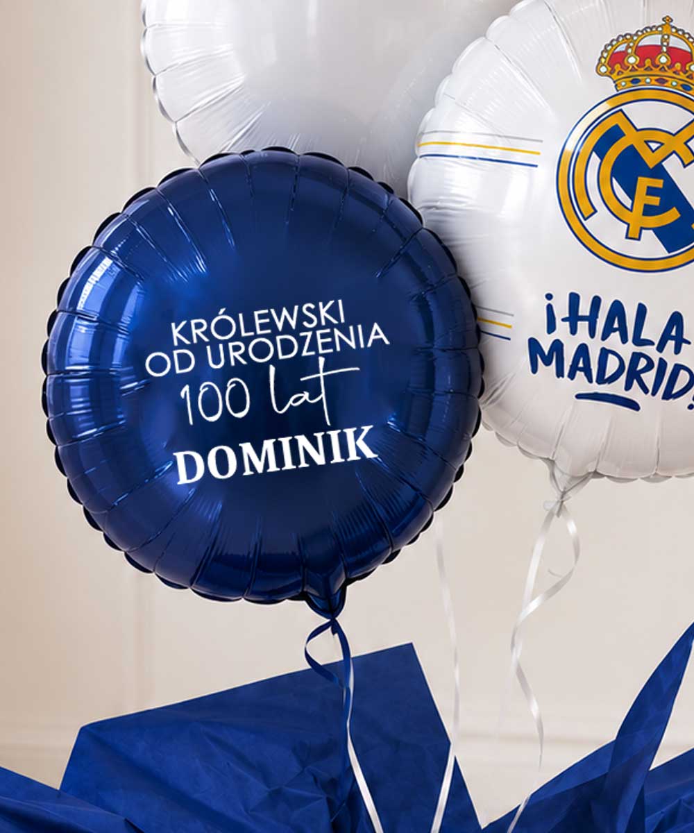 Prezent niespodzianka dla fana Realu Madryt – Balony z helem w pudełku