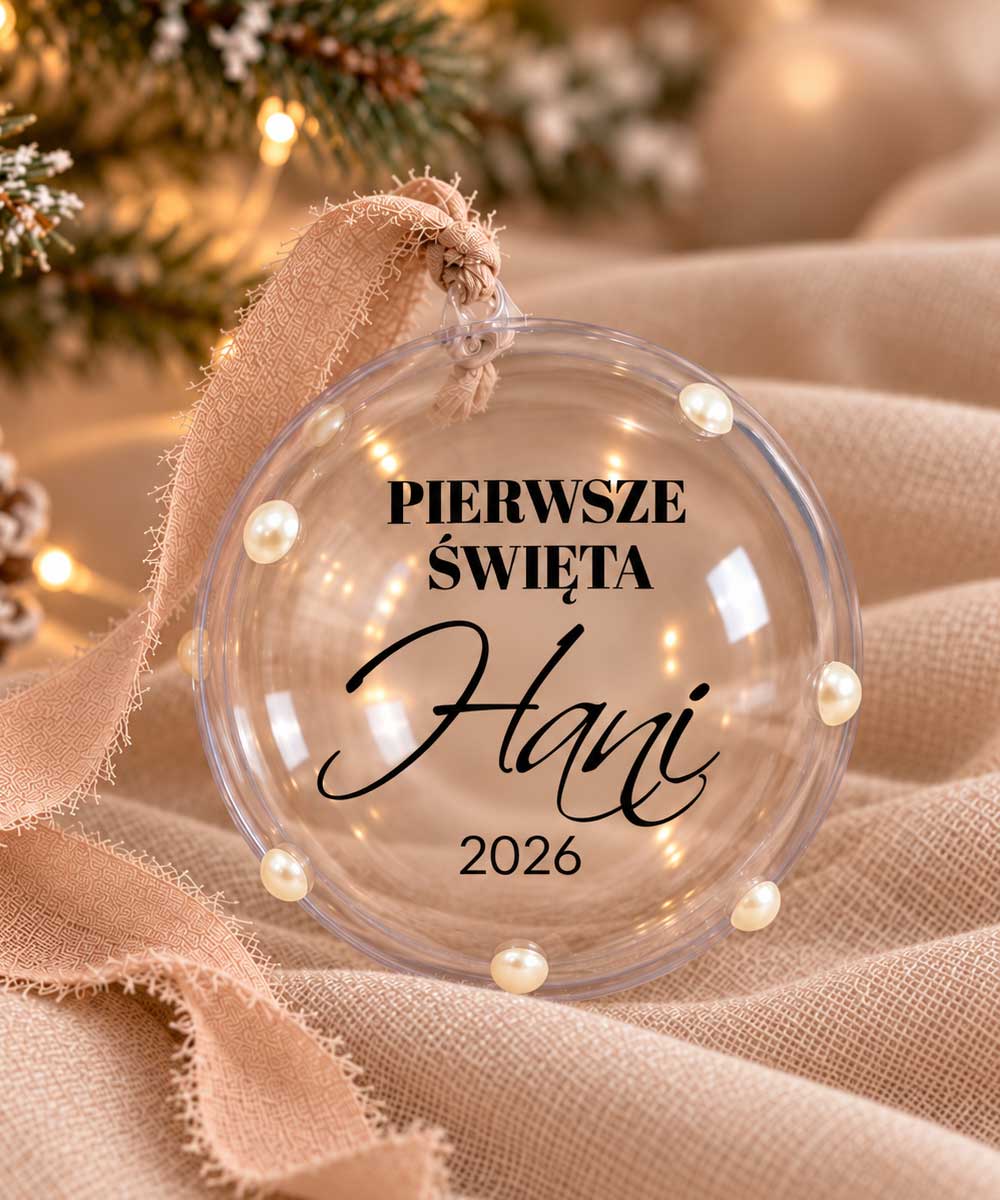 Bombka Pierwsze Święta Dziecka z Imieniem – Personalizowana z Perełkami Handmade